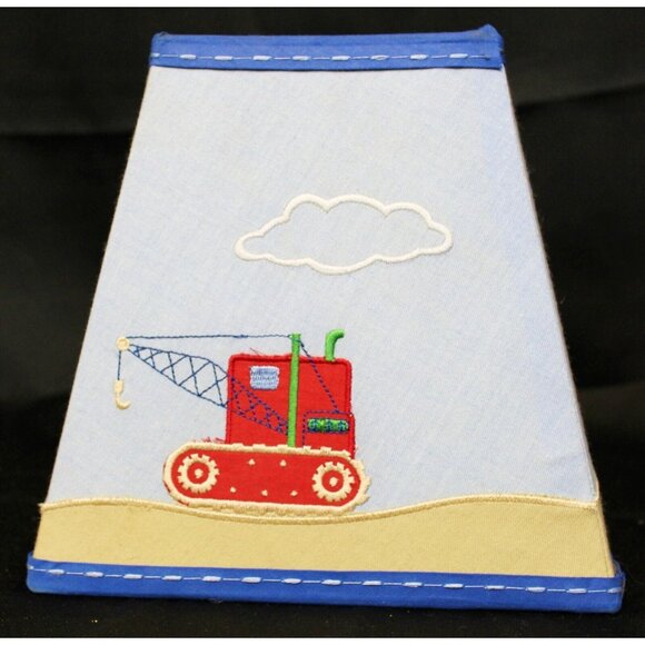 Construction Small Nursery Lamp Shade Dump Truck Baby Boy Embroidered Tractor - Picture 2 of 6